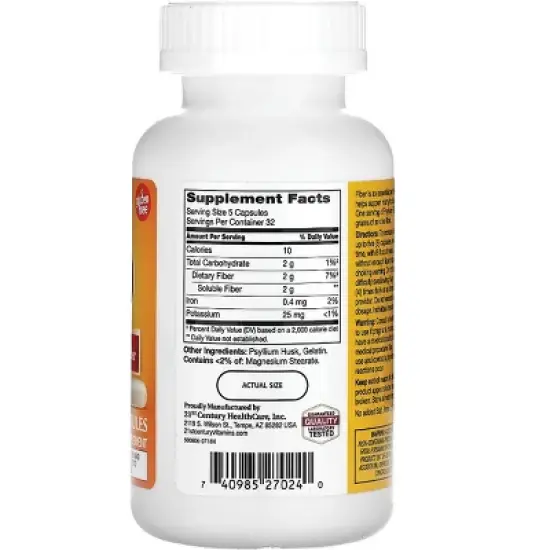21st Century Psyllium Fiber 160 Capsules image {1}