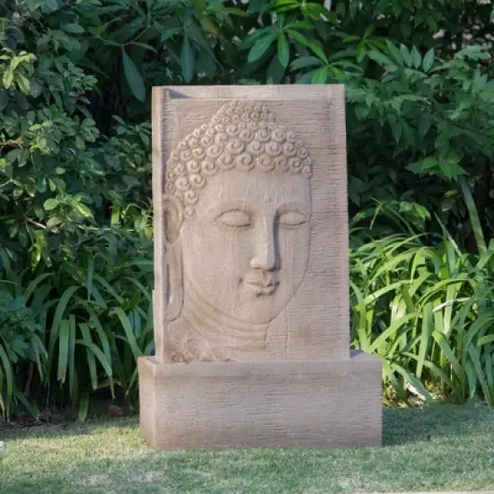NAYSAYE Fountain Indoor Outdoor Figurine Water Feature High Sandstone Design for Garden Patio Lawn, Beige, 25"*13"*39.4" image {1}
