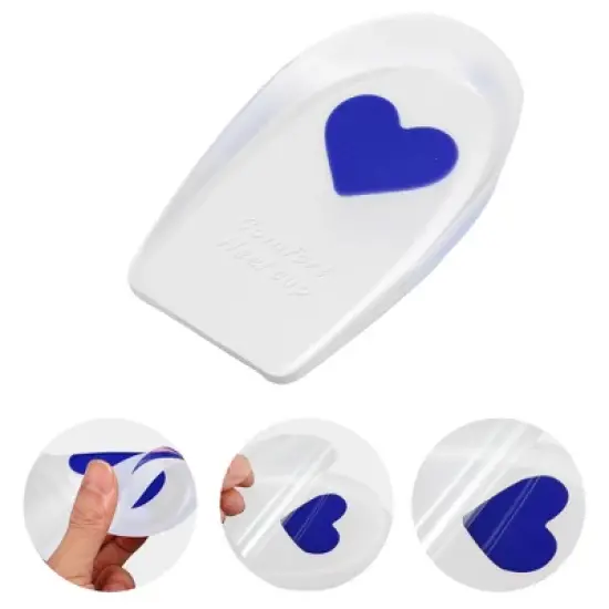 Unique Bargains Silicone Heel Support Cup Pads Orthotic Insole Plantar Care Heel Pads Love Pattern Size 40-46 2Pcs image {4}