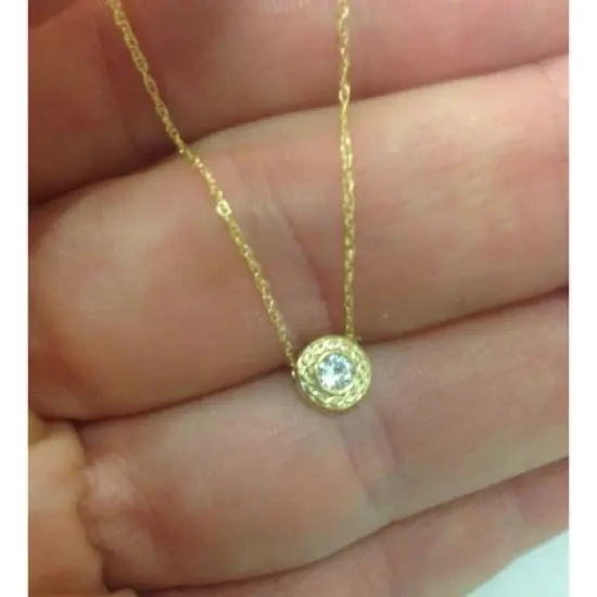 Pompeii3 1/10CT Solitaire Round Diamond Braided Pendant 14K Yellow Gold 6MM Wide image {1}