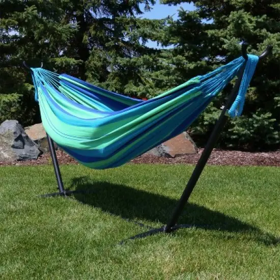 Sunnydaze Large Double Brazilian Hammock with Stand and Carrying Case - 400 lb Weight Capacity image {3}