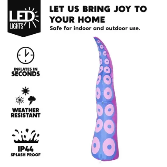 Joyfy 5 FT Halloween Inflatables Outdoor Decorations, Window Decor Inflatable Octopus Tentacle with Built-in LED for Halloween Yard Outdoor Decoration image {2}