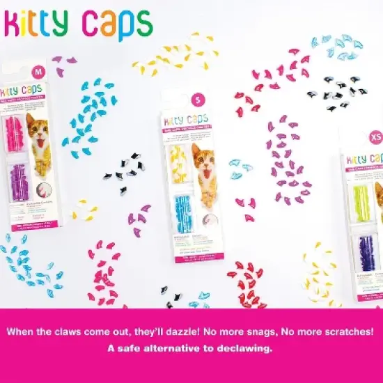 Kitty Caps Nail Caps Covers Cat Claws - Medium (9-13 lbs)- Black With Gray Tips & Baby Blue (40 Count) image {2}