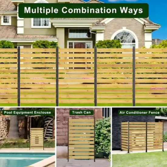 72.8" H x 38.5" W Cedar Wood Privacy Fence Screen, Outdoor Privacy Fence for AC Unit, Trash Can, Pool Equipment Enclosure - The Pop Home image {4}