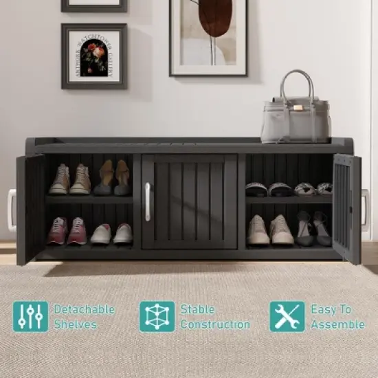 Storage Benches 120 Gallon Shoe Cabinet Resin Shoe Bench with Storage for Shoes Accessories image {3}