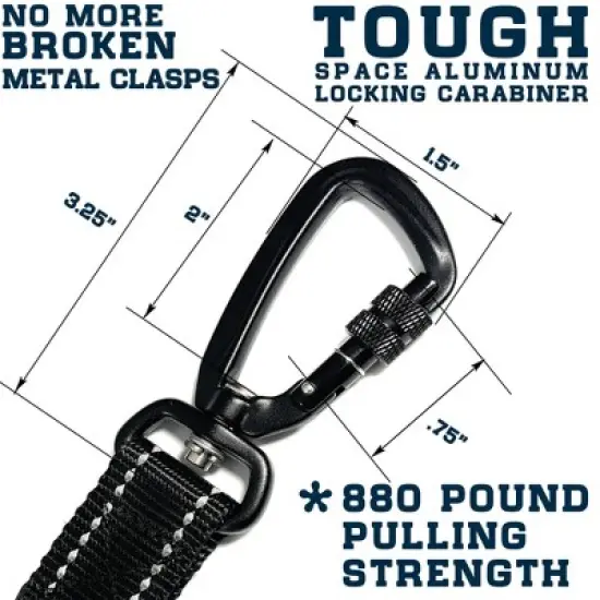 Locking Carabiner Nylon Dog Leash &ndash; 1 or 2 Handle &ndash; Enthusiast Gear image {6}