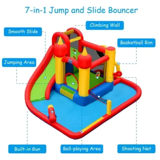 Costway Inflatable Water Slide Jumping Bounce House Bouncy Splash Park with 740W Blower image {5}