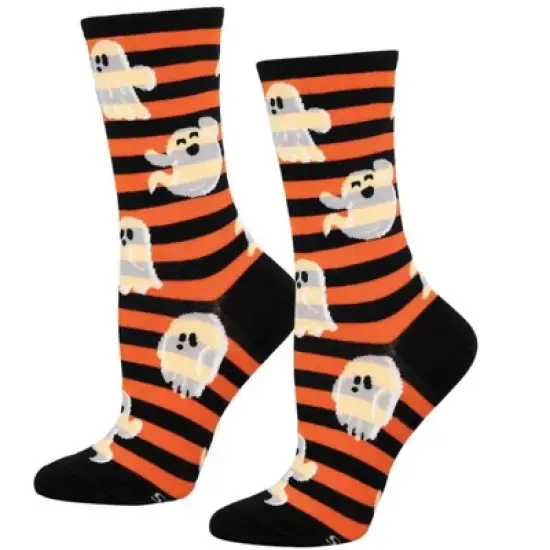 Socksmith 15.0 Inch Spooky Stripes Orange Halloween Socks (1 Pair) , Floating Ghosts Black (1PC) image {3}