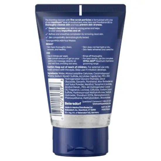 NIVEA Men Maximum Hydration Deep Cleaning Face Scrub with Aloe Vera - 4.4oz image {13}