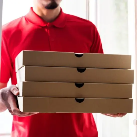 Unique Bargains Square Corrugated Cowhide Paper Mini Storage Cookie Pizza Box image {3}