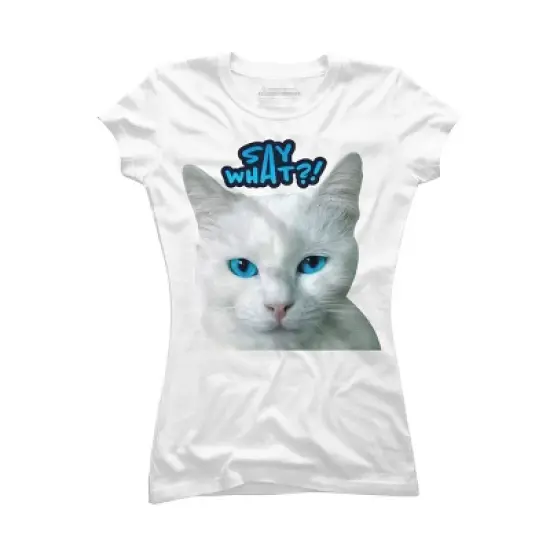 Junior's Design By Humans Cat grumpy face: Say What?! By GTRobert T-Shirt image {4}