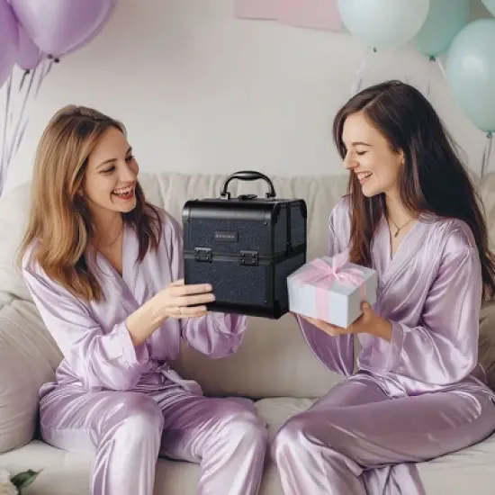 Byootique Makeup Train Case Cosmetic Organizer w/ Mirror Artist image {3}