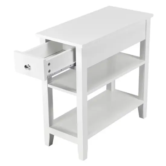 Costway 3 Tier Nightstand Bedside Table Sofa Side End Table w/Double Shelves Drawer image {9}