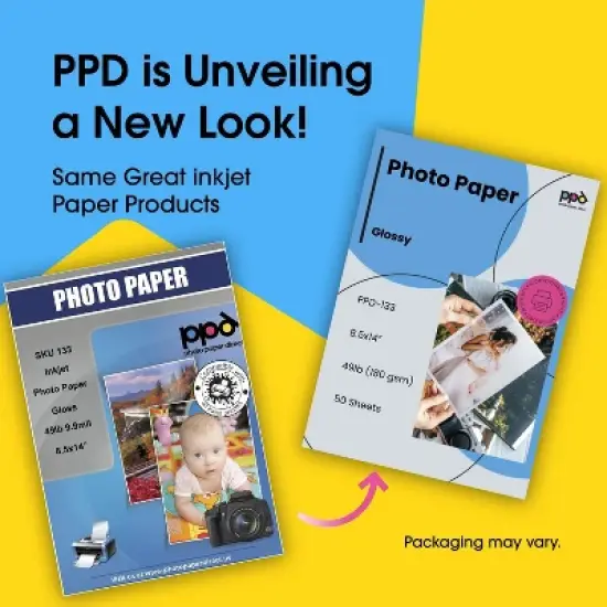 PPD Glossy Photo Paper 8.5x14" 50 sheets 180 gsm for Inkjet Printers image {1}