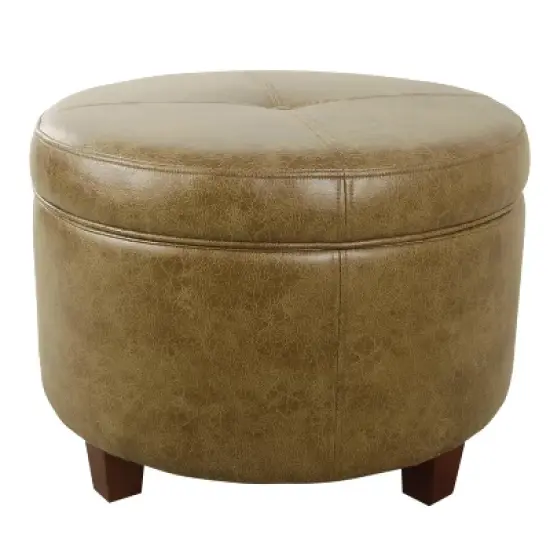 Large Round Storage Ottoman - HomePop image {18}