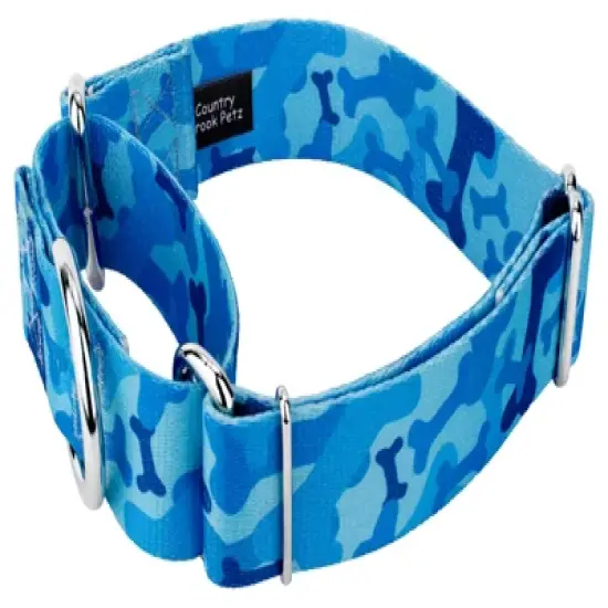 Country Brook Petz 1 1/2 Inch Blue Bone Camo Martingale Dog Collar image {3}