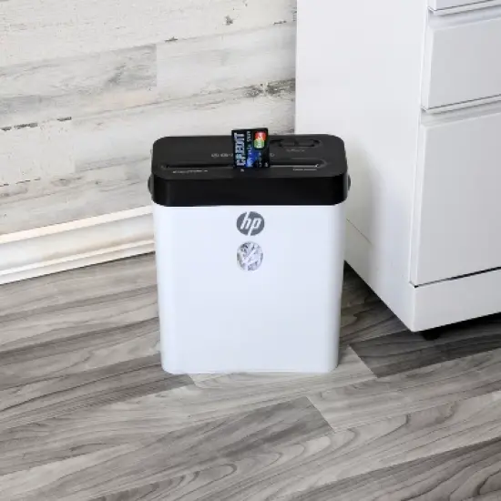 HP Inc. LC8 8-Sheet Crosscut Manual-Feed Paper Shredder with Basket, White (91011B) image {5}