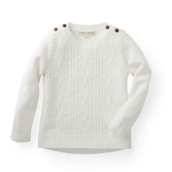 Hope & Henry Girls' Cable Button Sweater, Infant image {4}