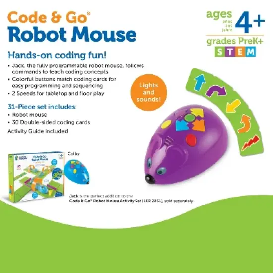Learning Resources Code & Go Programmable Robot Mouse - 31 Pieces, Ages 4+ Coding for Kids image {4}