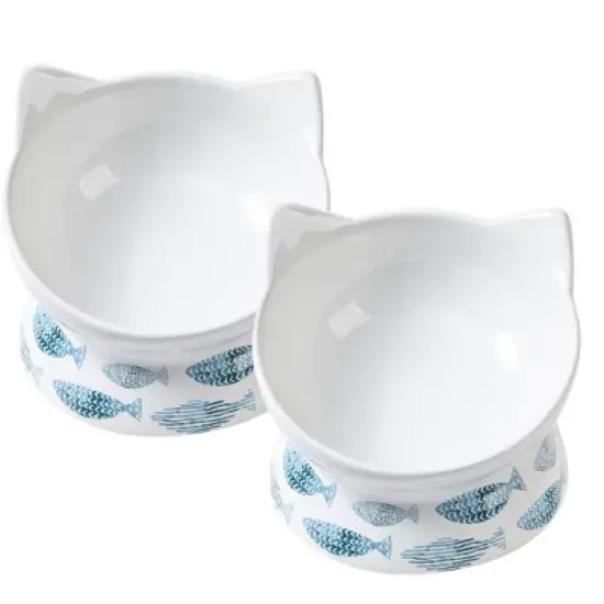 Park Life Designs 2c Oscar Tilt Fish Cat Bowl - White image {5}
