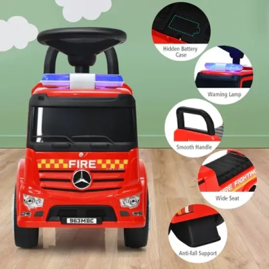 Costway Kids Ride On Fire Engine Licensed Mercedes Benz Push and Ride Racer Red image {9}