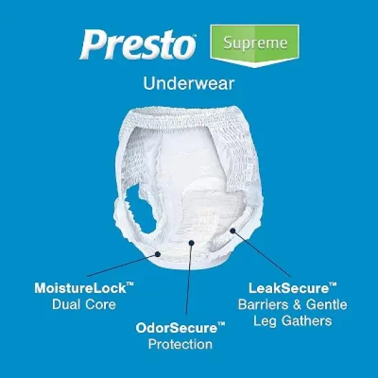 Presto Absorbency Underwear, XL, 58 in. to 68 in. White (Case of 56) image {1}