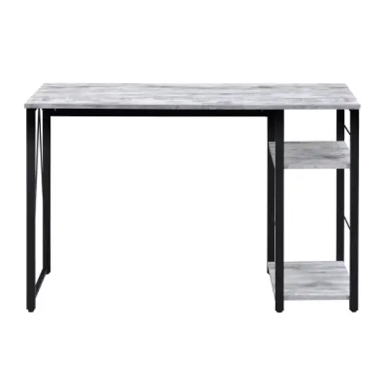 GlasFlength Desks Metal Frame Rustic Computer Desk Gaming Desk Home Office Desk Simple Design for Small Spaces, Gray, 47.5"*19.5"*28.5" image {1}
