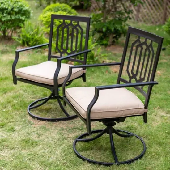3pc All-Weather Metal/Steel Set with 2 Chairs & Round Table - Captiva Designs image {4}