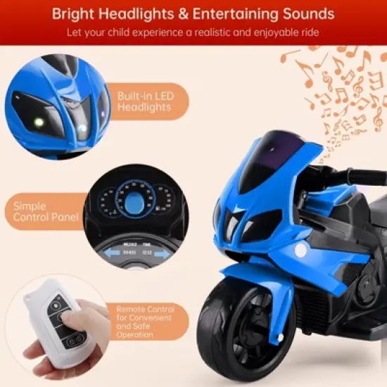 Topteng 3 Wheel 6V Kid Ride On Motorcycle Electric Toy with Remote Control image {5}