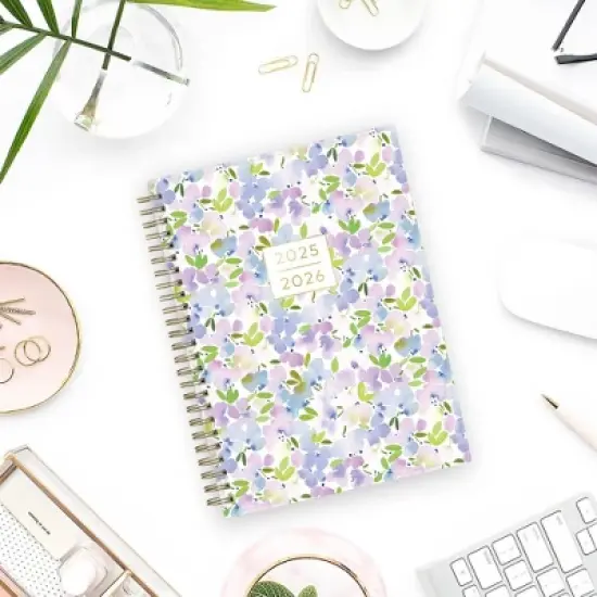 Blue Sky 2025-2026 Yao Cheng Weekly/Monthly Wirebound Planner Notes 5.875x8.625 Printed Hydrangeas Lavender image {1}