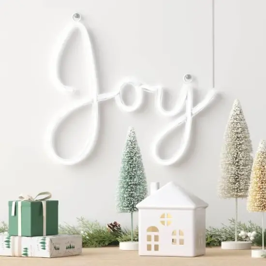 LED Battery Operated Christmas Neon Joy Hangable Sign White - Wondershop&trade; image {1}