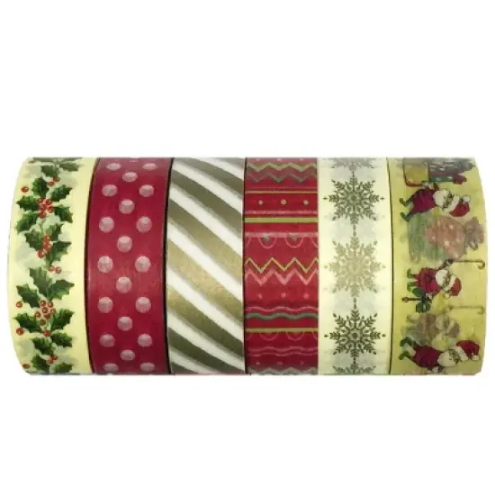 Wrapables Oh Santa Washi Tapes Decorative Masking Tapes, Set of 6 image {1}