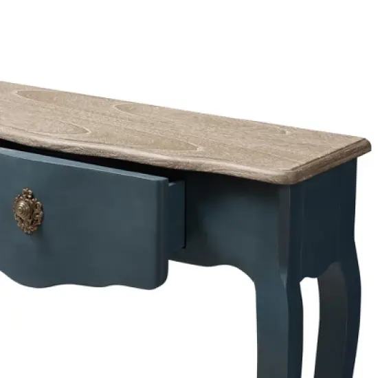Mazarine Classic and Provincial Spruce Finished Console Table Blue - Baxton Studio image {6}