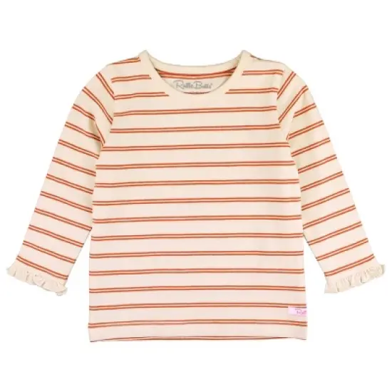 RuffleButts Little Girls Knit Long Sleeve Ruffle Sleeve Top image {2}