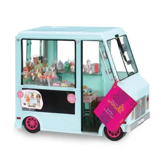 Our Generation Sweet Stop Ice Cream Truck with Electronics for 18" Dolls - Light Blue image {12}
