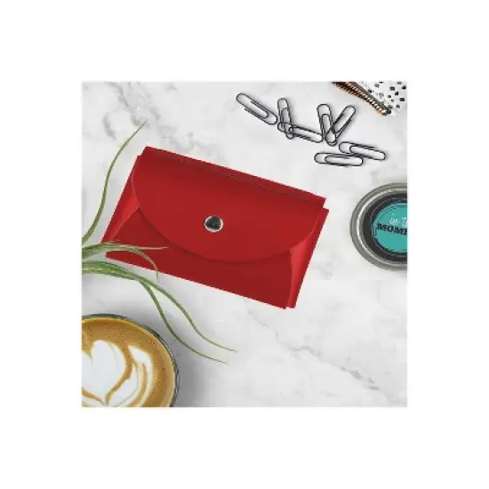 JAM Paper Italian Leather Business Card Holder Case with Round Flap Red 2233317457 image {3}