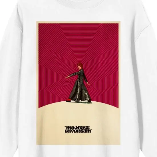 David Bowie Moonage Daydream Crew Neck Long Sleeve White Adult Sweatshirt image {1}