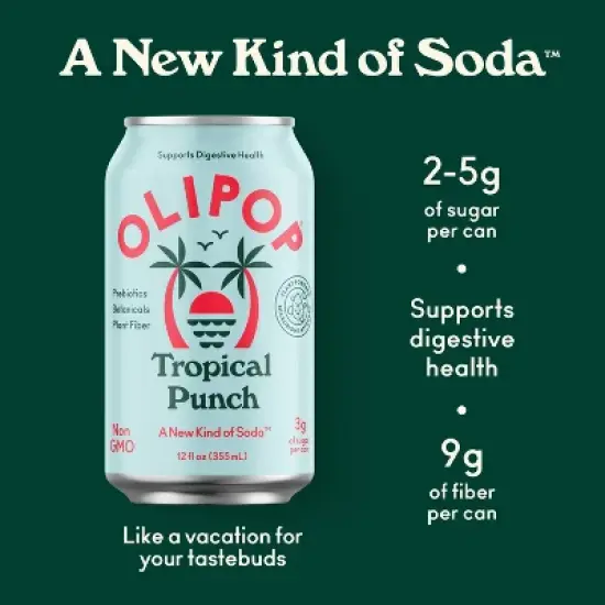OLIPOP Tropical Punch Prebiotic Soda - 12 fl oz Can image {3}