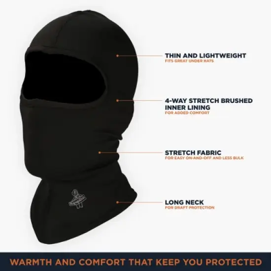 RefrigiWear Flex-Wear Lightweight Lined Long Neck Open Hole Balaclava Face Mask image {2}