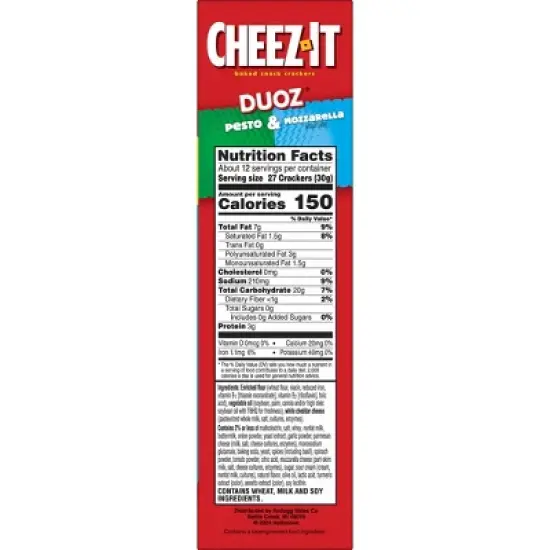 Cheez-It Crackers Duoz Pesto & Mozzarella - 12.4oz image {1}