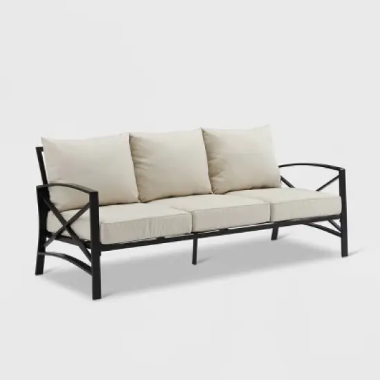Kaplan Outdoor Metal Sofa Oil Rubbed Bronze with Cushions - Crosley image {1}