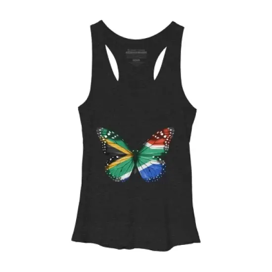 Women's Design By Humans Butterfly Flag Of South Africa By GiftsIdeas Racerback Tank Top image {2}