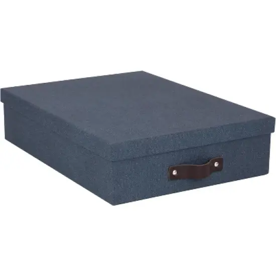 Bigso Oskar Document Letter Box with Lid and Leather Handle &ndash; Canvas Fiberboard File Organizer, 3.3" x 10.2" x 13.8" image {12}