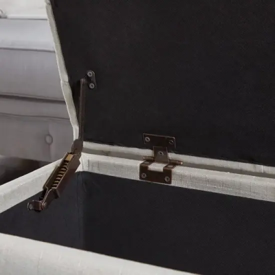 Entryway Bench Upholstered Storage Rectangular Bench, Bedroom Bed End Bench Bed Foot, Entryway Bench Light Beige Linen Fabric Plaid White image {3}