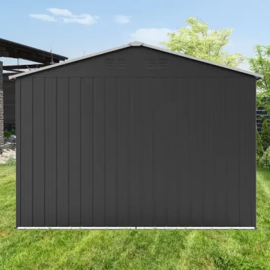 6x8ft Metal Garden Shed with Window & Hinged Door, Outdoor Storage Shed with Lock,  Weatherproof - Coolbibila image {6}