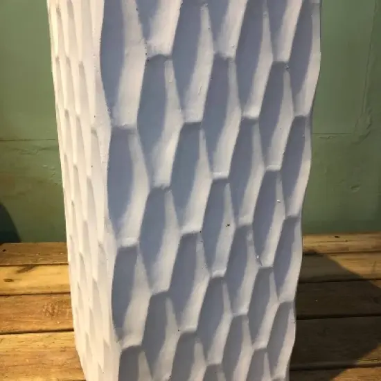 27.6" Square Concrete/Fiberglass Elegant Retro Indoor/Outdoor Planter Pure White - Rosemead Home & Garden, Inc. image {4}