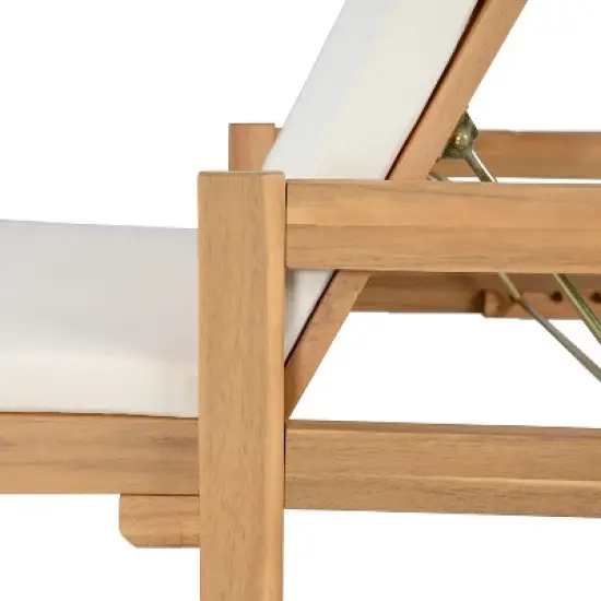 Christopher Knight Home Paolo Outdoor Adjustable Acacia Wood Chaise Lounge with Cushion (Set of 2) image {6}