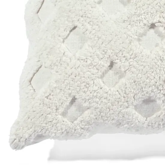 20"x20" Oversize Tufted Diagonal Family-Friendly Square Throw Pillow Cover White - Lush D&eacute;cor image {2}