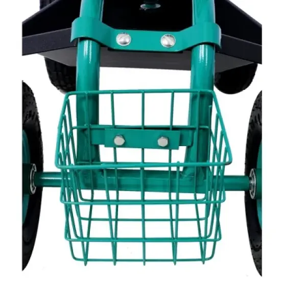 Rolling Garden Cart With 4 Wheels Tool Tray Basket Adjustable Height 360-degree Swivel Heavy-duty Frame Easy Assembly Garden Scooter Gardening image {5}