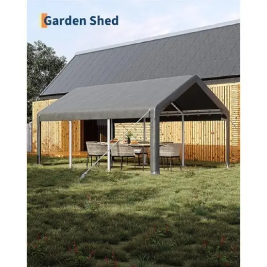 12 x 20FT Heavy Duty Carport with Roll-Up Windows, Portable Garage with Removable Sidewalls & Doors image {7}